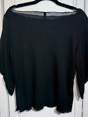 Drapey, open sleeve, black, 3/4 sleeve top XL